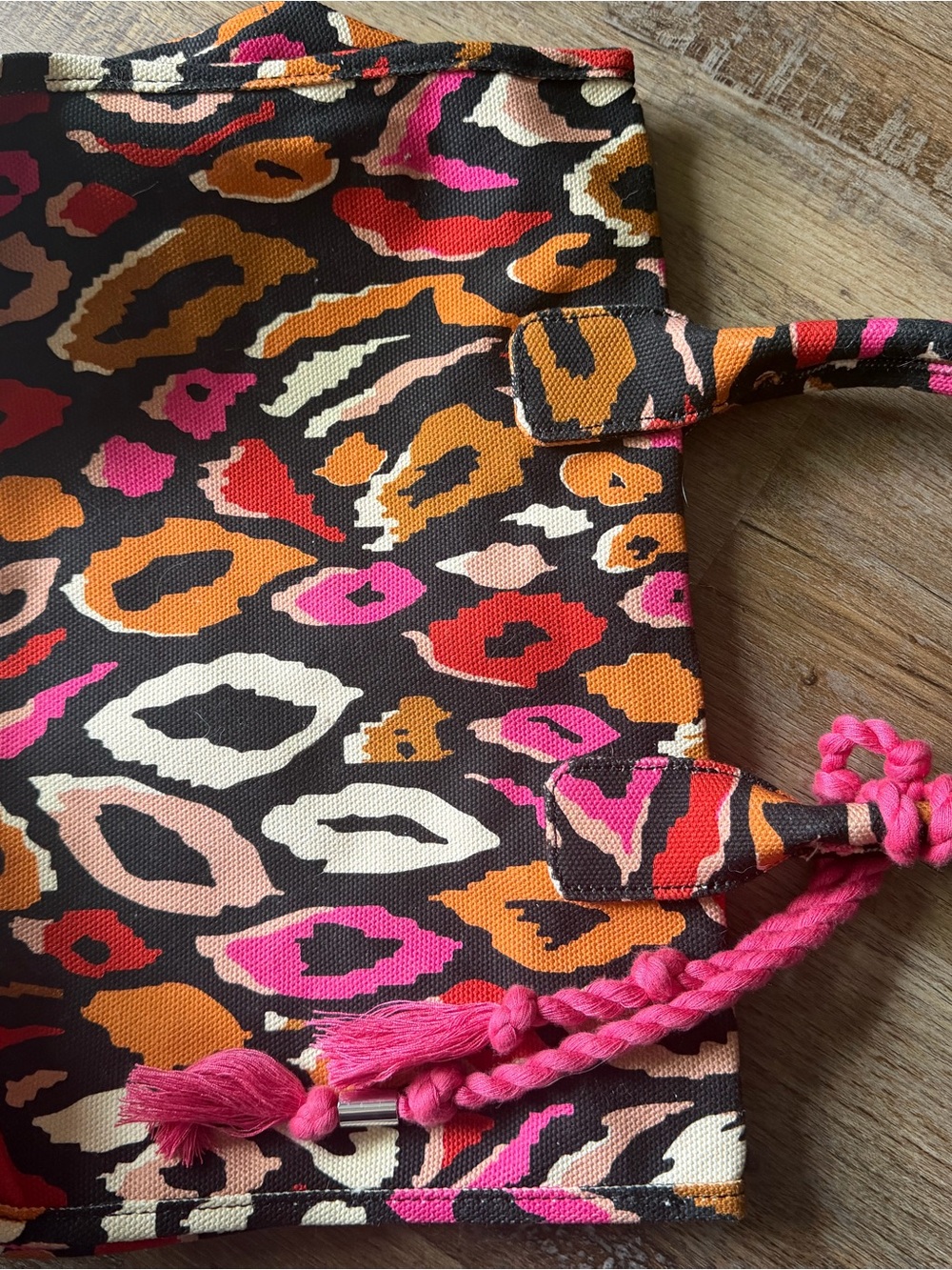Vince Camuto Multicolor Leopard-Print Satchel with Pink Tassel - Picture 2 of 4